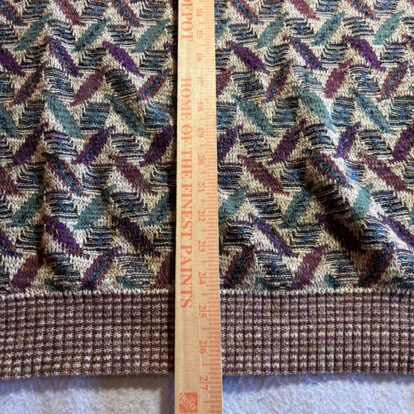 Bachrach Mens Sweater L Geometric Pattern Knit Long Sleeve Crewneck - Picture 5 of 7